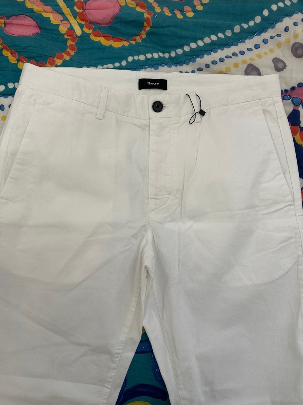 Theory Men’s White Cotton Chino Pants - Clean Tailored Style